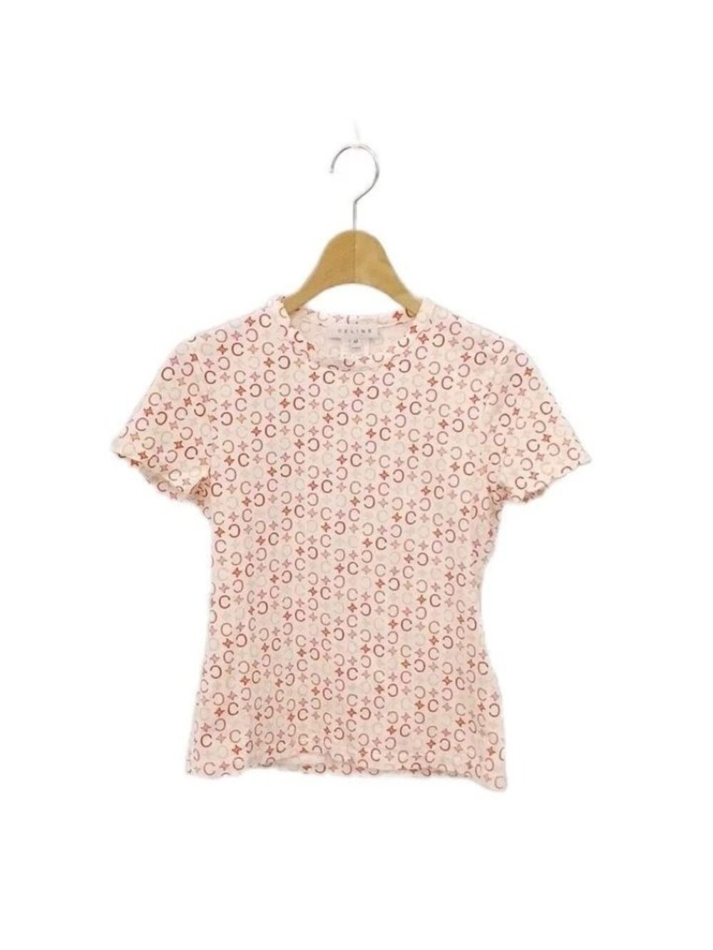 Celine T-Shirt Short Sleeve All Over Print White Red Multicolor M